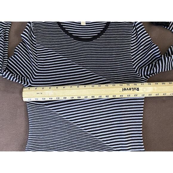 Mchael Kors Sz L Black White Geometric Layered Knit Shoulder Zippers Dress - Picture 9 of 13